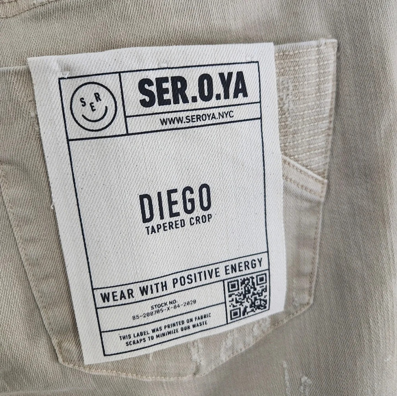 Ser.o.ya diego jeans khaki distressed raw hem streetwear grunge men size 35 - Picture 5 of 16